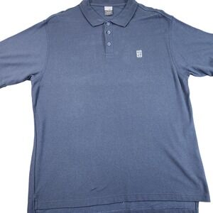 Nike Dri-Fit Polo Shirt Mens XL Blue Solid Tennis Court Logo Golf Casual